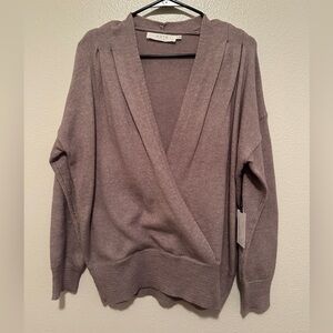 Lilac Long Sleeve Pullover Sweater w/ Ruched Detail